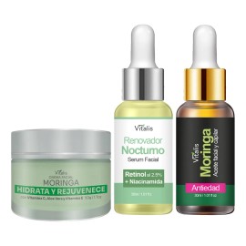 Kit Facial Antiedad Serum Retinol Crema Y Aceite De Moringa