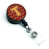 Caroline's Treasures Letter T Chevron Garnet and Gold Retractable Badge