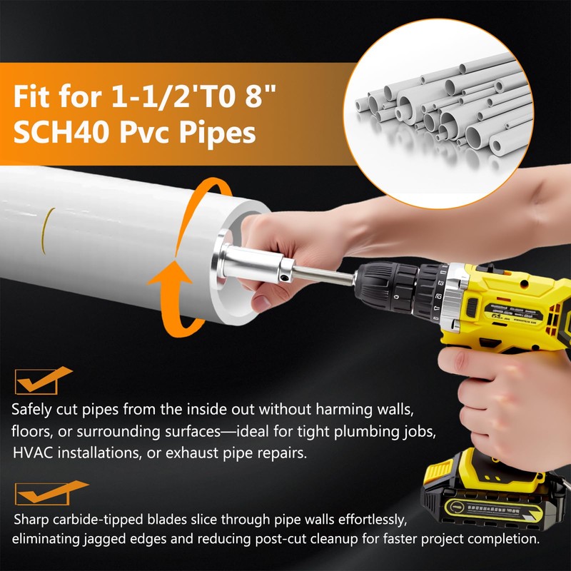 ZJFLNZYC Internal/Inside PVC-ABS Pipe Cutter Tool for Drill,with Handle and