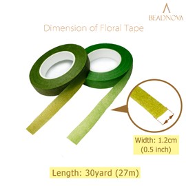 BEADNOVA Floral Tape 1/2inch Mix Green Flower Tape for Bouquets Floral Arranging Stem Wrap Craft (Light Green and Olive, Total 60yards)