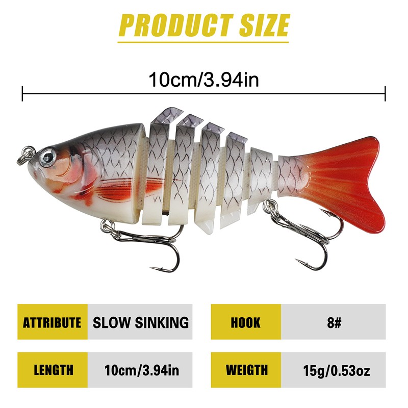 5pcs Multi Jointed Swimbaits Fishing Lures for Bass Trout Perch