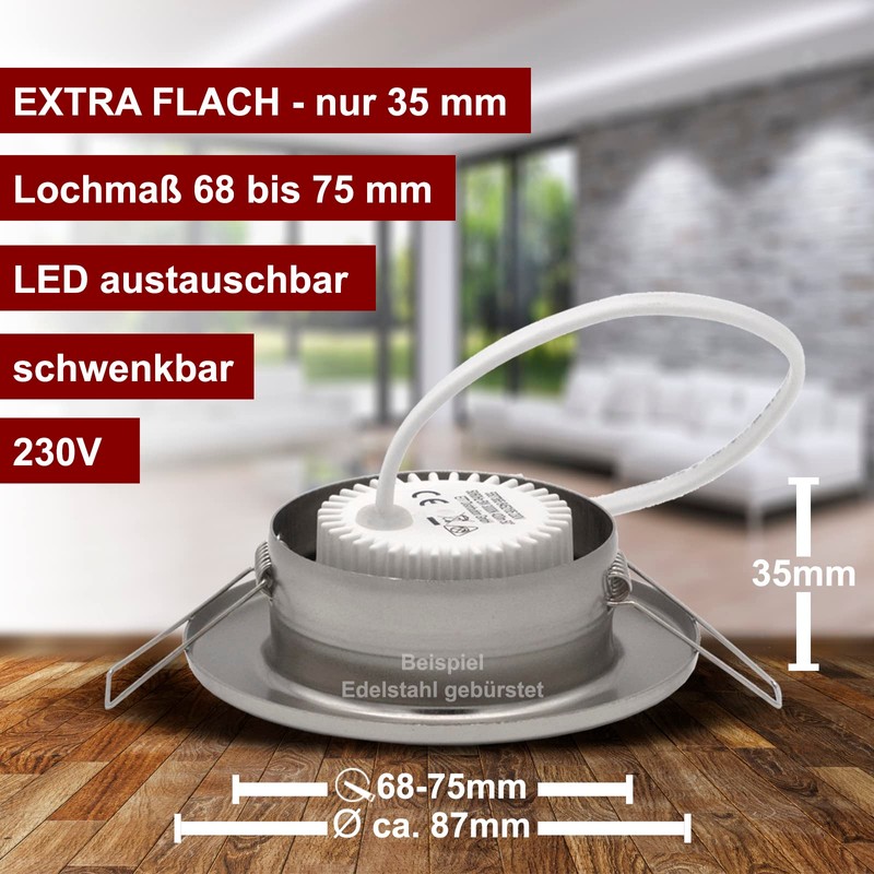 DECORA Recessed Ceiling Spotlight 230 V - Set Includes LED