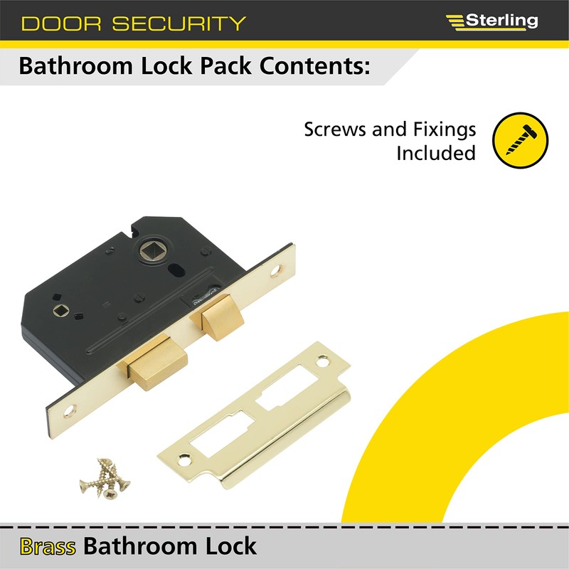 Sterling MLB325 2.5-inch/65mm 3-Lever Bathroom Sashlock - Brass