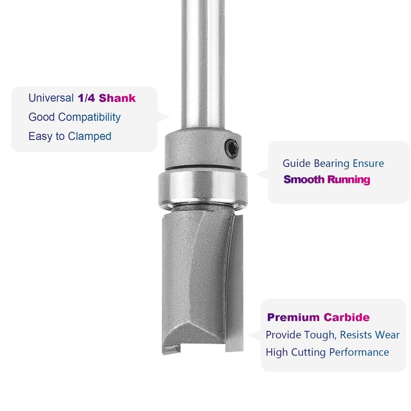 SpeTool Carbide Pattern Flush Trim Router Bit 1/4 Inch Shank