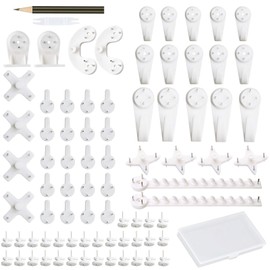 Concrete Wall Hooks, Picture Hanging Kit, No Damage Wall Picture Hanger, Photo/Frame/Art Painting Holder,Strong/Firm/Heavy Duty/No Damage/Non-Mark Screw, Multifunctional Family Gadget(82Pcs)