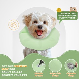 GoGoPaw Soft Inflatable Dog Cone Collar Alternative to Stop Licking- Adjustable Dog Neck Donut Collar for Surgery Recovery, Cone for Dogs X-Small and Puppy (Light Green)