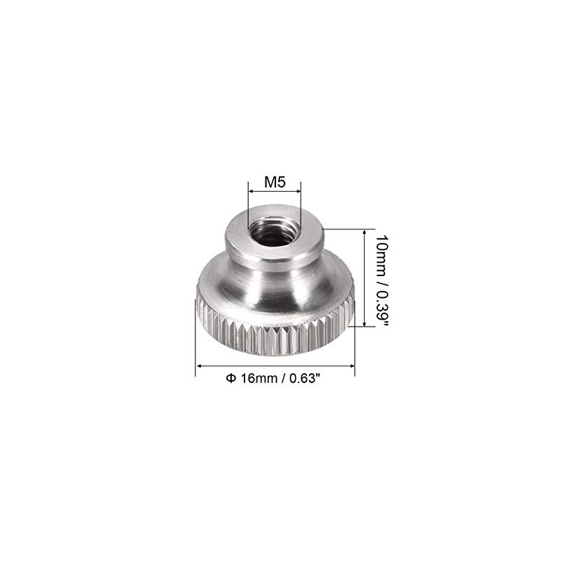 sourcing map Knurled Thumb Nuts, 6Pcs M5x0.8mm 304 Stainless Steel
