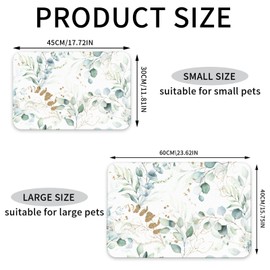Plants Flowers Dog Food Mat Absorbent Bowl Mats No Stains Quick Dry Waterproof Pet Cat Placemats for Food and Water, 30x45cm