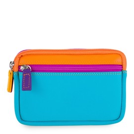 mywalit Small Leather Double Zip Purse - Leather, Card slot, Coin Pocket, Zipped Compartments