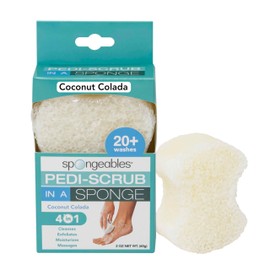 Spongables Pedi Scrub Foot Exfoliating 20+ Wash Sponge, Coconut Colada, 1 Count