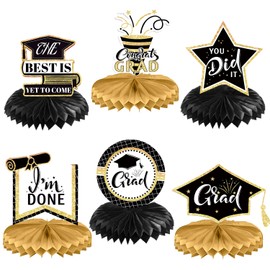 6 Pcs Honeycomb Centerpiece for 2024 Graduation Decorations, Table Honeycomb Decoration for 2024 Graduate,2024 Honeycomb Centerpiece Graduate Celebrations Family Graduating Party Supplies