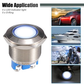 X AUTOHAUX 5 Pcs LED Indicator Light 19mm 12V AC DC Metal Shell Waterproof Pilot Dash Signal Lamp for Car Truck Boat Interior Multicolored