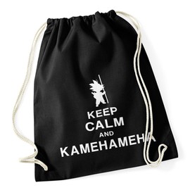 Autiga Gym Bag Keep Calm and Kamehameha Son Goku Dragonball Hipster Bag Black