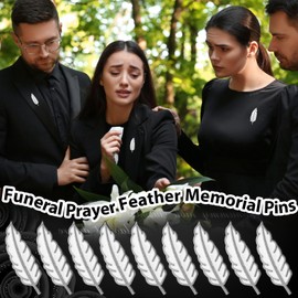 Liliaafar 30 Sets 30/60 Sets Funeral Pins Bulk Butterfly/Feather/Wing Lapel Pins Celebration of Life Funeral Favor Memorial Enamel Brooches with Prayer Poem Cards for Who Loss Loved One (Feather)