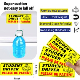Funny Student Driver Magnet for Car - New Drivers Reflective Sticker Please Be Patient Student Driver Magnet