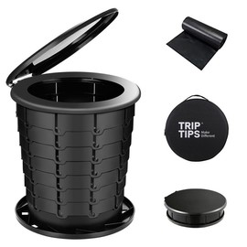 TRIPTIPS Upgrade Retractable Portable Toilet Travel Toilet Adjustable Height Camping Toilet Portable Potty for Adults Kids, Foldable Portable Toilet for Camping/Car (Black) - Colour: black