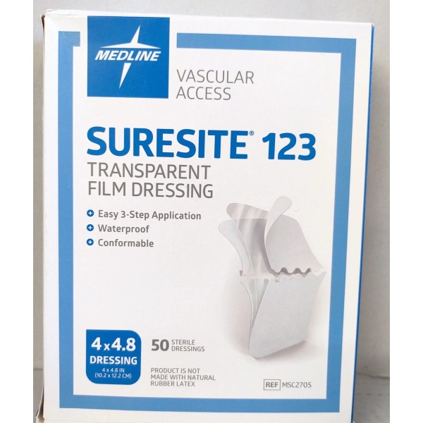 Medline MSC2705 SureSite 123 Transparent Dressing 4”x 4.8” (BOX/50)