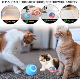 SVIEILLES cat Toy Two-Piece Set-Wloom Power Ball 2.0 -Colorful Plush Cat Toy Balls Interactive Indoor Kittens Favorite Toys .Activity Chase Quiet Play Ball（Powerball+Colorful Plush Balls）