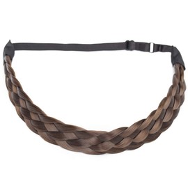 TESS Braided Hair Band with Hair Women's Hair Pieces Bun Braids Extensions Adjustable Headband Hair Accessories Braiding Hair for Women 2.5 cm Wide 30 g Brown Ombre