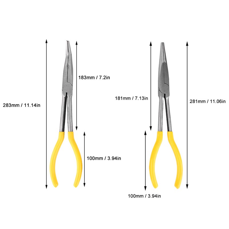 3 Pcs Mechanical Pliers 11in Long 45° 90° Bending Tip