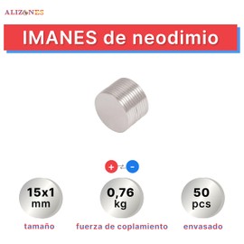 Alizones Neodymium Magnets 15x1mm Pack of 50 Super Strong Mini Round Magnets Small Magnets for Fridge Crafts Office Kitchen Magnetic Board