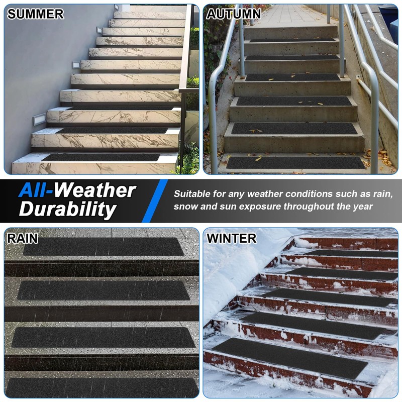 SMILOOL Outdoor Stair Treads Non-Slip Step Strips for Wooden Steps