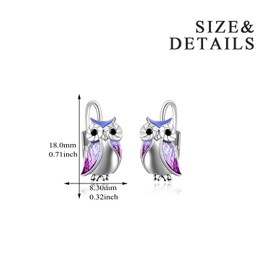 YFN Wise Owl Earrings Sterling Silver Purple Owl Jewellery Gifts for Women Girl