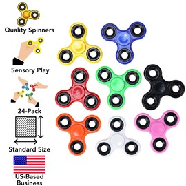 Iconikal 24-Pack Fidget Spinners, Random Color Bulk Assortment for Sensory Play Occupy Hands Attention