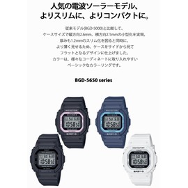 Casio BGD-5000U Series Baby-G Wristwatch, Solar Radio, wht