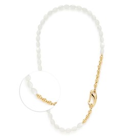 JEWELS BY LEONARDO Halskette Patsy • kurze Statement-Kette aus goldfarbenem Edelstahl • weiße Muschelperlen in Olivenform • polierte Goldkugeln • 50 cm Länge • Schmuck Geschenk für Frauen • 024609