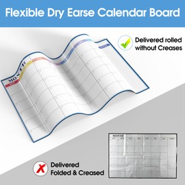 MaxGear Large Dry Erase Calendar for Wall, 36" x 24" Self-Adhesive Monthly Wall Calendar, Month Dry Erase White Board with 4 Markers, 1 Eraser, 4 Magnets, 1 Marker Holder for Office Home School