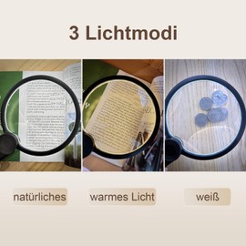 IMICHI 130MM große Handheld-Lupe mit Licht 49 Anti-Flicker-LEDs, 10X/20X HD optisches Glaslinse, 3 Lichtmodi & Typ-C Laden - Ideal für Lesen, Handwerk, Senioren und Hobbyisten