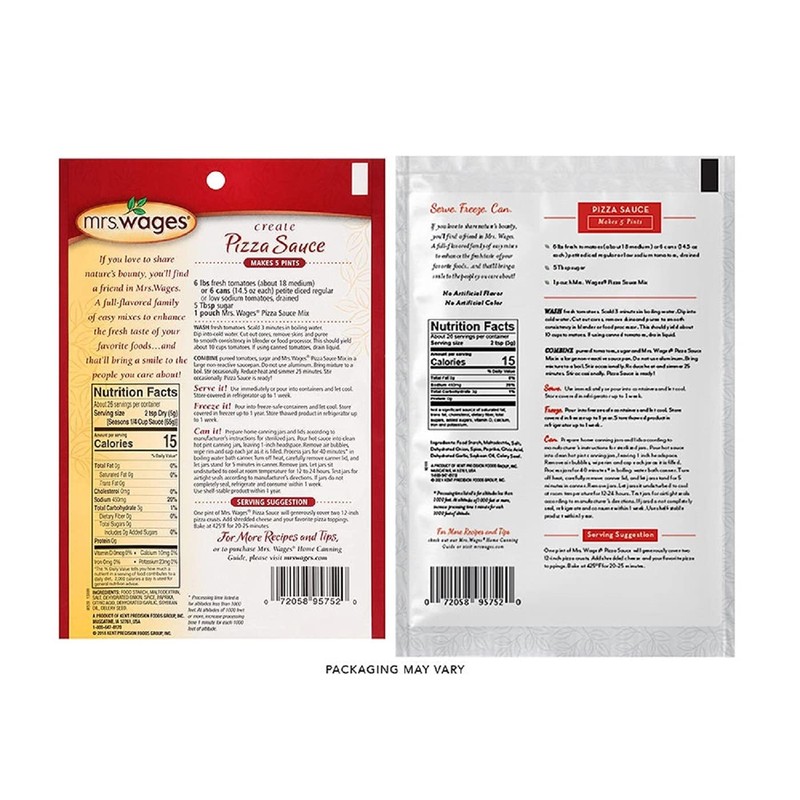 Mrs Wages Pizza Sauce Canning Mix, 5 Ounce (Pack of
