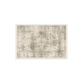 RUGGABLE Washable Vintage Area Rug – Sarrah Sage 2x3, Stain-Resistant, Non-Slip – Small Machine Washable Rugs for Living Room, Bedroom, Hallway, Entryway & Bathroom–with Cushioned Pad