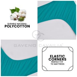 GC GAVENO CAVAILIA King Size Fitted Sheet Extra Deep Pockets (16" | 40cm) - Fade Resistant Washable Linen - Teal