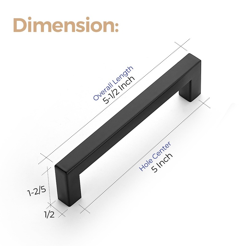 Ravinte 40 Pack 5 Inch Kitchen Square Cabinet Handles Matte