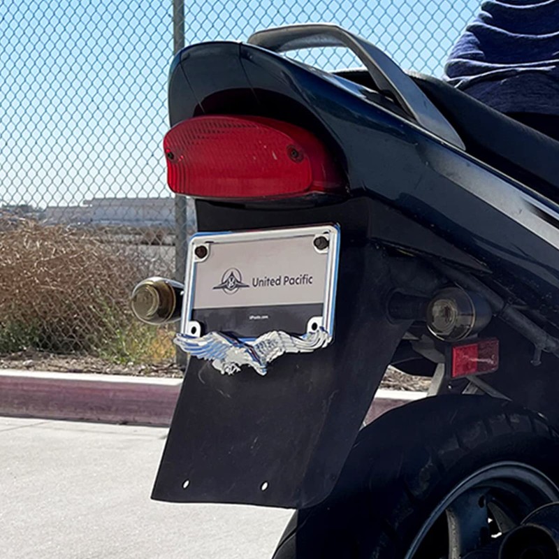 United Pacific 50118 Diecast Chrome Soaring Eagle Motorcyle License Plate
