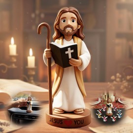 Geyynow 4" Jesus Loves You Figures, Durable Resin for Car Dashboard Action Jesus Figurine for Christ Religious
