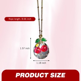MLY Cute Cherry Car Mirror Decor Accessories, Hippie Sparkly Crystal Suncatcher Rear View Mirror Hanging, Cherry Diamond Interior Hanger Decoration, Car Accessories for Women