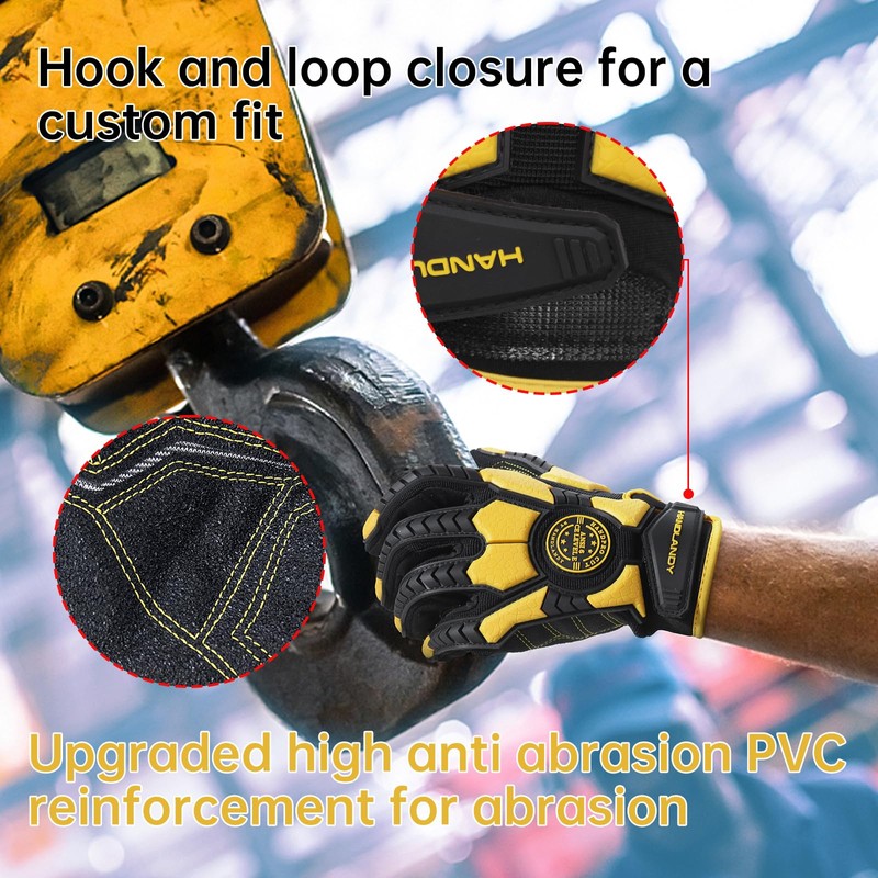 HANDLANDY Cut Resistant Gloves Men Anti Vibration Work Gloves, Padded