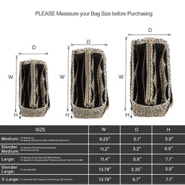 ZTUJO Purse Organizer Insert, Felt Bag Organizer with Metal Zipper, Handbag & Tote Shaper, For Speedy Neverfull Tote, 7 Sizes(Large, Leopard)