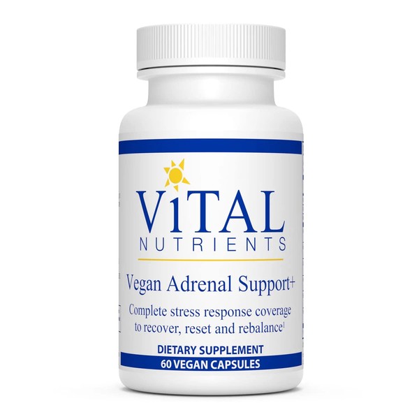 Vital Nutrients Vegan Adrenal Support + | Supplement to Support Adrenal Gland Function and Healthy Stress Response* | Mild Stress* | Gluten, Dairy & Soy Free | 60 Capsules