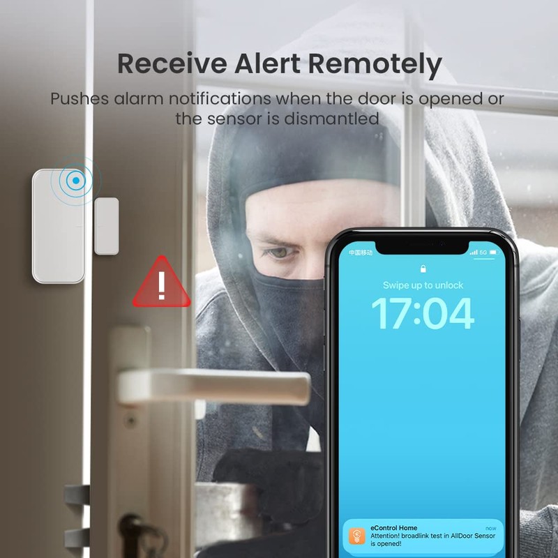 Broadlink Smart Home Fastcon Door Sensor, Wireless Home Security for