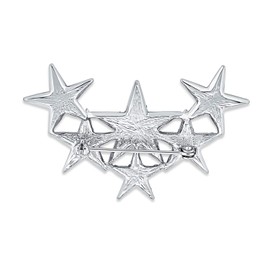 Bling Jewelry Large Big Statement Fashion Celestial Patriotic USA American Rock Star Sparkly Six Crystal Stars Scarf Brooch Pin for Women Teens Silver