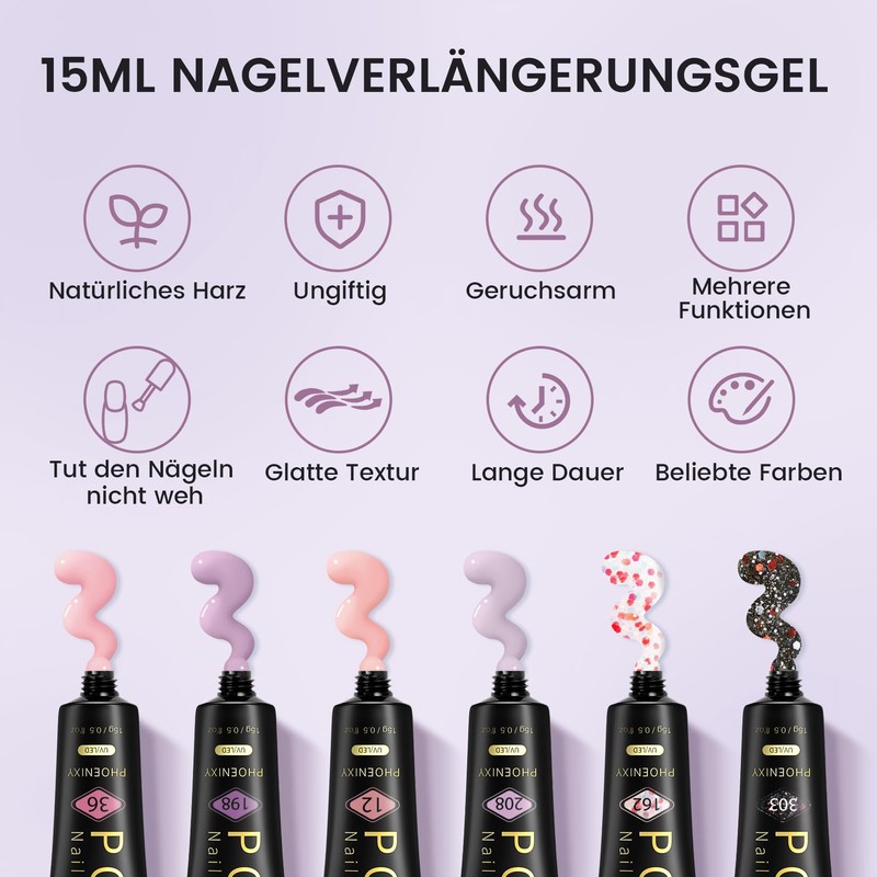 Phoenixy Poly Nail Gel Set 6 Colours Nail Extension Gel