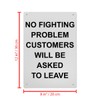 No Fighting Problem Customers Will Sign, 8.5 x 11 in"
