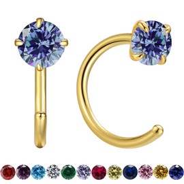 Gold Studs Diamond Earrings for Women Teenage Girls, 3mm Small Hoop Tiny Birthstone Hypoallergenic Helix Stud Earrings for Ladies, Birthday Valentine's Day Jewelry Gifts for Wife Girlfriend Sisters