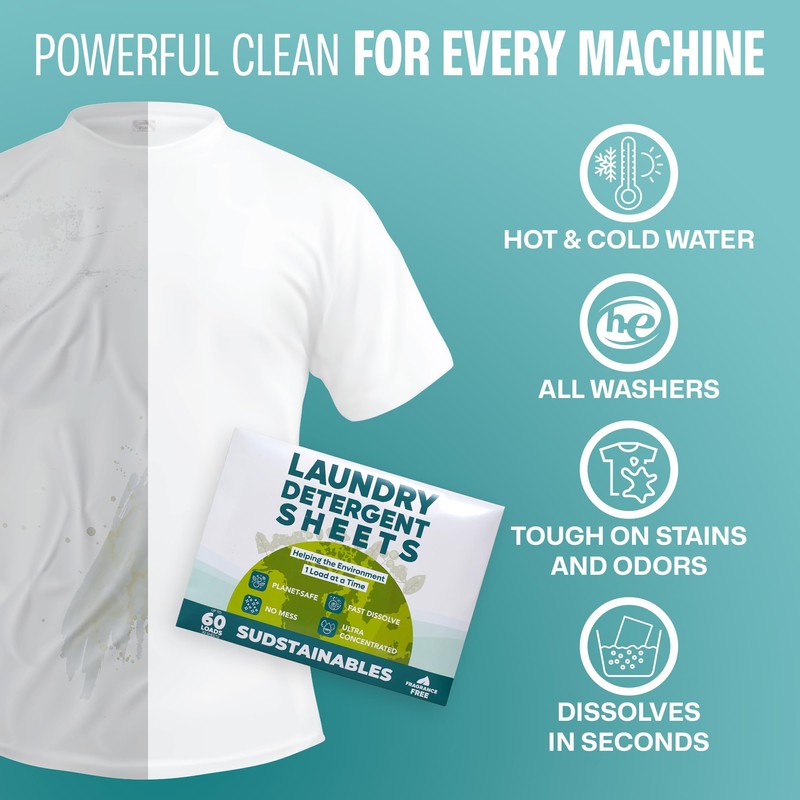 Laundry Detergent Sheets (60 Loads) - Eco Friendly Laundry Soap