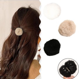 3Pcs Hair Claw Clips for Women,Cute Plush Hair Clip Winter Hair Claws Strong Hold Non-Slip Hair Barrettes Fuzzy Bangs Claw Clip