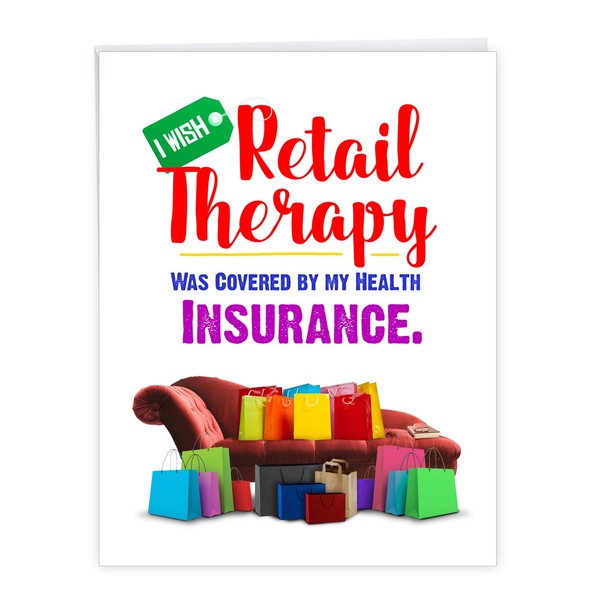 NobleWorks, Retail Therapy - Big Funny Get Well Soon Card (8.5 x 11 Inch) - Shopping Humor, Feel Better Greeting J7211GWG-US